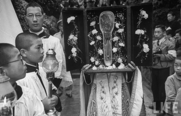 "Considering the relic itself, it strikes me that it is difficult to look at the shriveled fingers of the saint's hand and the exposed bones of his forearm without thinking of the disfigured flesh of the atom bomb's victims. Would the Catholics of Nagasaki have seen a link between Xavier's body and the bodies of their kin?"